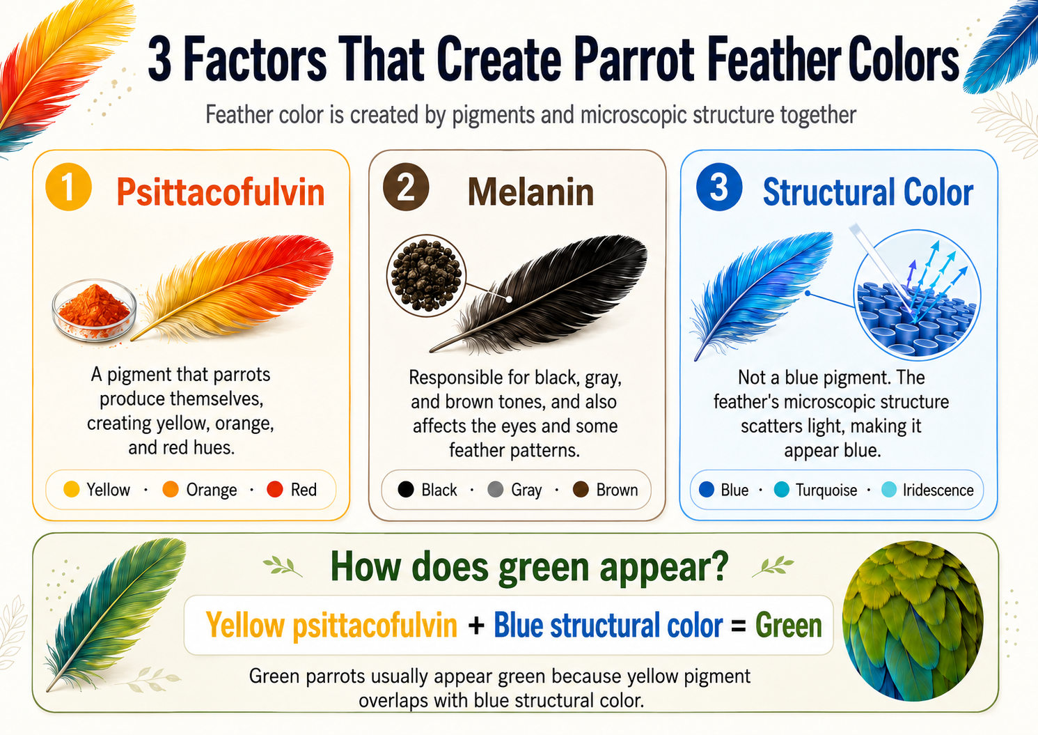 Three elements of parrot color